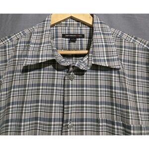 John Varvatos USA Shirt Mens L Cotton Plaid Long Sleeve Button Down Lightweight